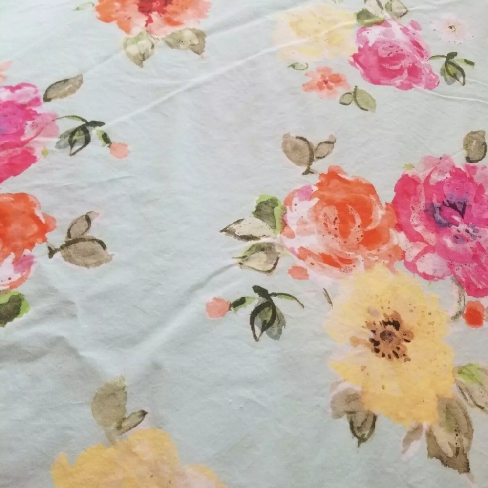 Pottery Barn Junk Gypsy Blue Colorful Spring Blooms Full Queen Duvet Cover - Picture 6 of 7